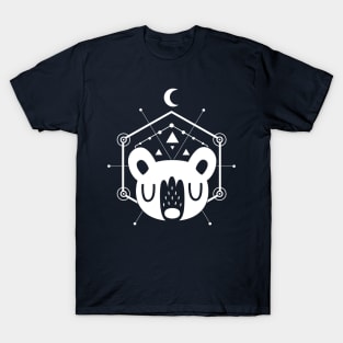 Moon Bear Geometric Design in White T-Shirt